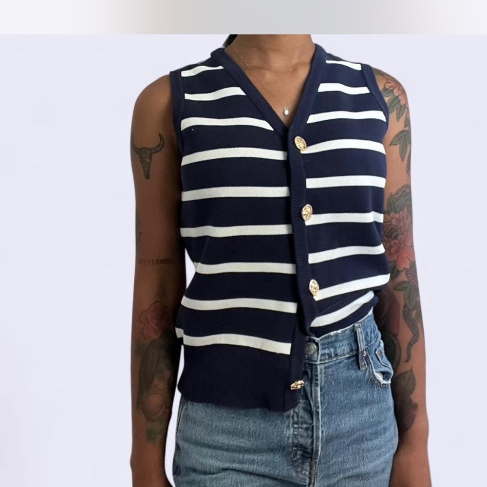 Navy Striped Vest